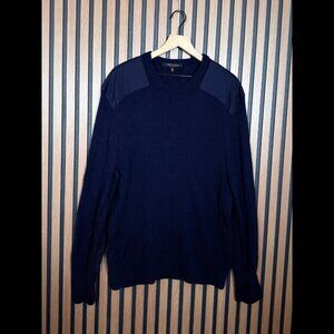 Rag & Bone Sweater XXL Mens Blue Pullover Crewneck Crotchet Knit 100% Wool